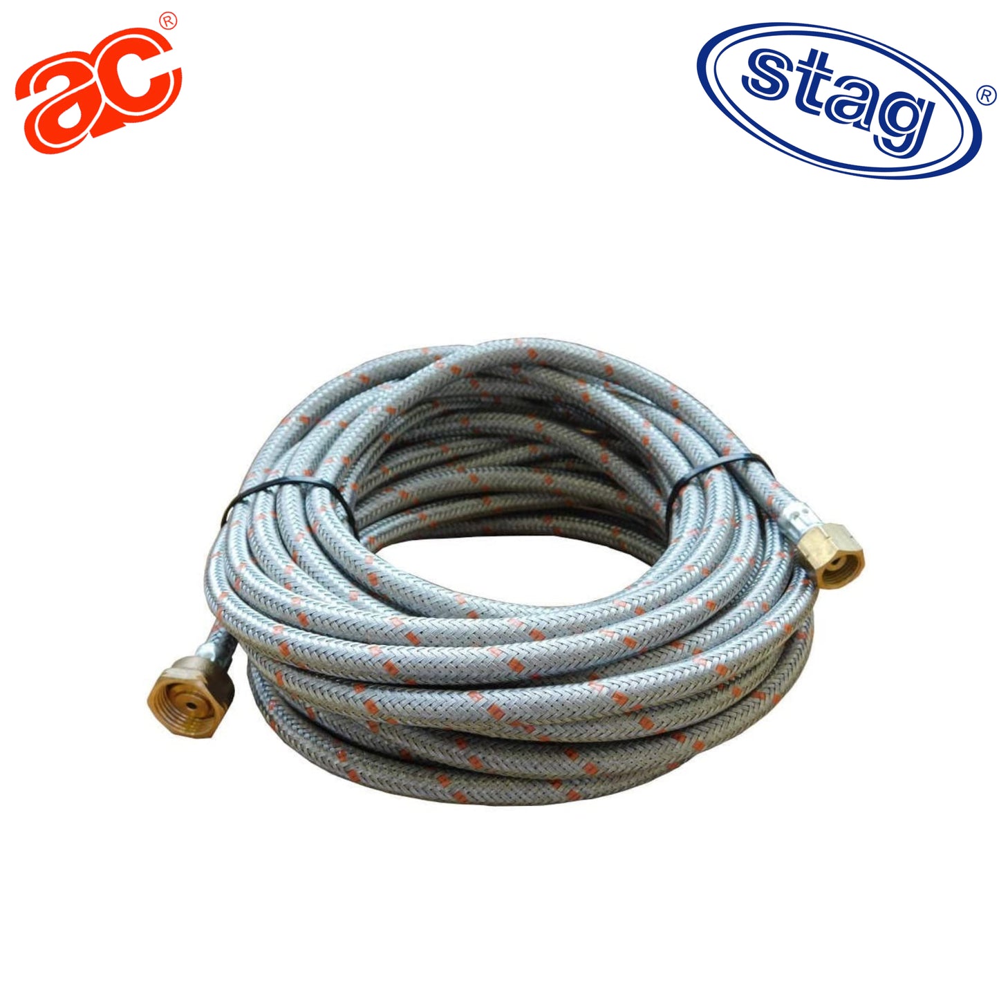 Manguera de propano blindada simple racorada 10m (Diámetro Interior 3/16" - 5mm Con accesorios)