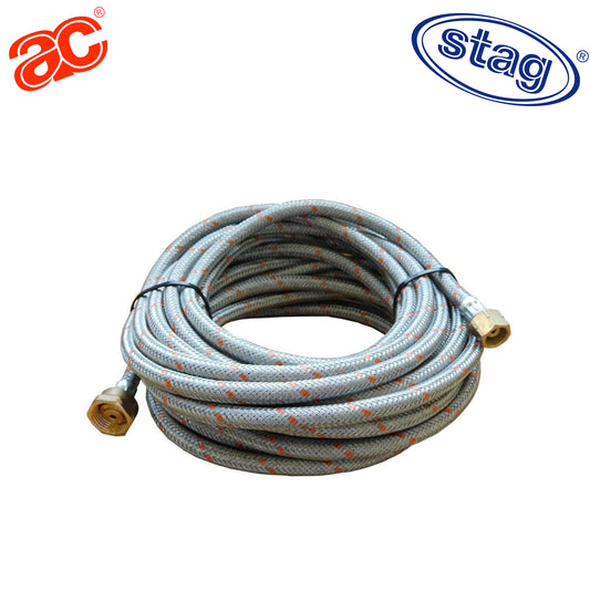 Manguera de propano blindada simple racorada 10m (Diámetro Interior 3/16" - 5mm Con accesorios)