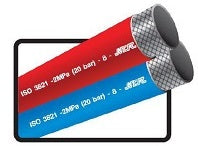 Manguera de oxígeno - acetileno doble para equipos de soldadura. Bitubo, con diámetro interior 1/4" X 1/4" - 6 X 6 mm