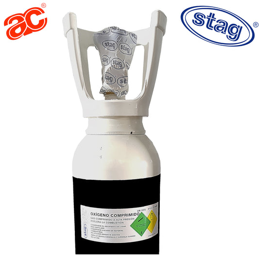 Botella B-7 cargada con gas Oxígeno comprimido industrial con tulipa