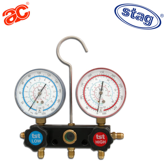STAG-2002-E9-80 Analizador puente manómetros 2 vías para refrigerante: R-134a,R-404a,R-407c,R-410a