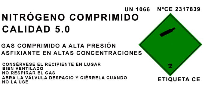 Botella B-13 (13 Litros) cargada con gas Nitrógeno comprimido con tulipa