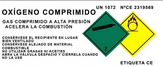 Botella B-7 cargada con gas Oxígeno comprimido industrial con tulipa