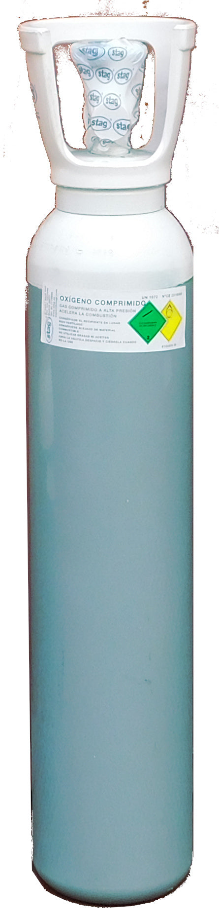 Botella B-7 cargada con gas oxígeno comprimido industrial con tulipa