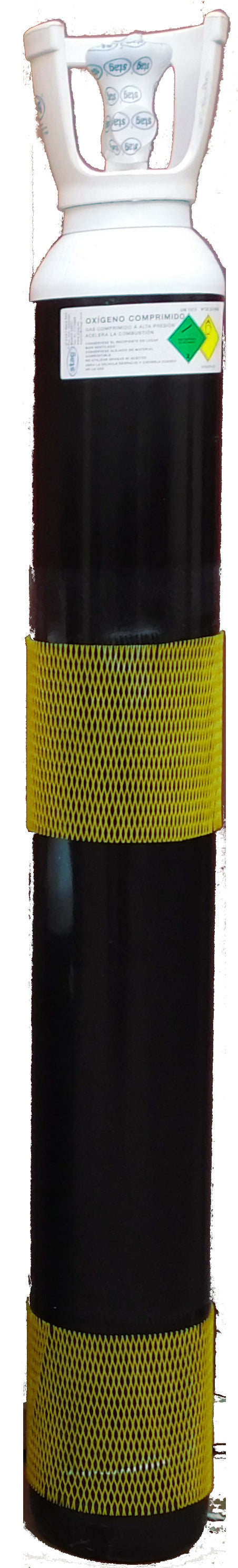 Botella B-13 cargada con gas oxígeno comprimido industrial con tulipa