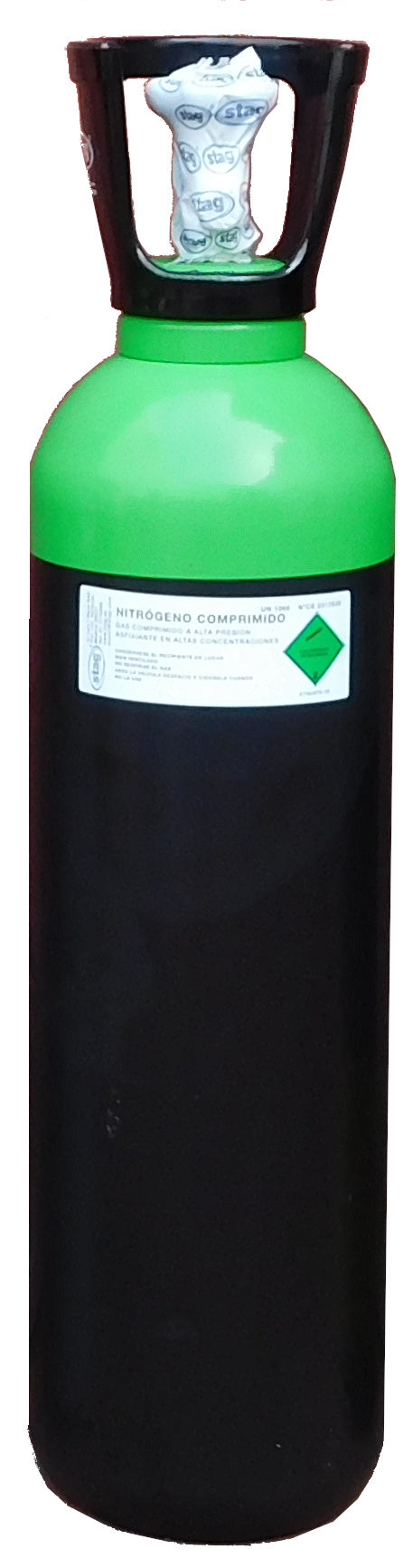 Botella B-11 (11 Litros) cargada con gas Nitrógeno comprimido con tulipa