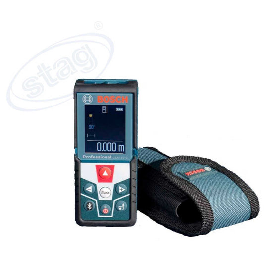 Bosch Professional Medidor láser de distancia GLM 50 C, Transmisión de datos Bluetooth, sensor de inclinación de 360°, máxima distancia: 50 m, 2 pilas de 1.5 V, funda