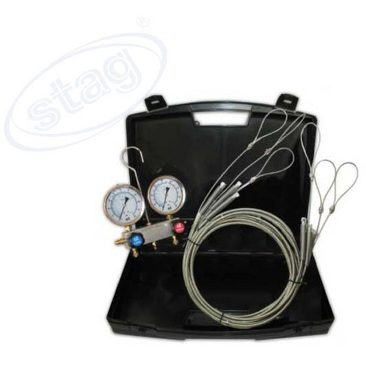 KIT-R-744 Analizador de dos vías para refrigerante R-744 (Dióxido de carbono) y juego de 3 mangueras para CO2 con cable de seguridad